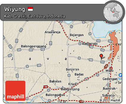 Shaded Relief Map of Wiyung
