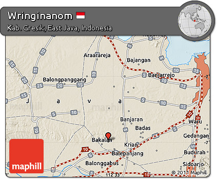 Shaded Relief Map of Wringinanom