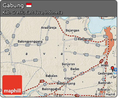 Shaded Relief Map of Gabung