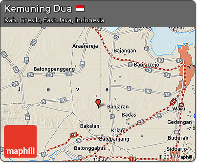 Shaded Relief Map of Kemuning Dua