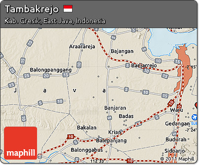 Shaded Relief Map of Tambakrejo