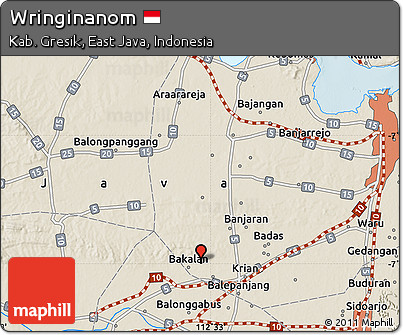 Shaded Relief Map of Wringinanom