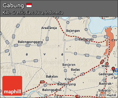 Shaded Relief Map of Gabung