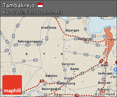 Shaded Relief Map of Tambakrejo