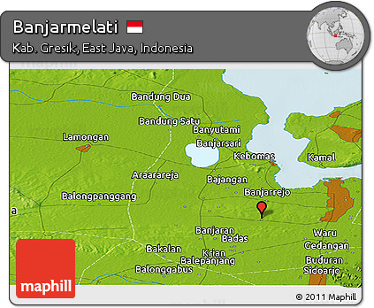 Physical Panoramic Map of Banjarmelati