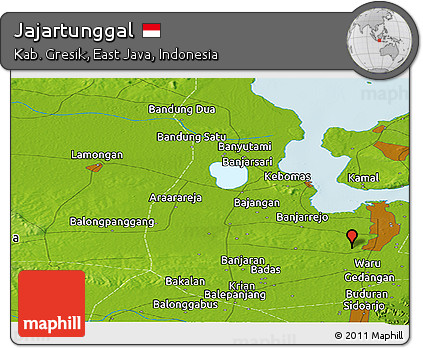 Physical Panoramic Map of Jajartunggal