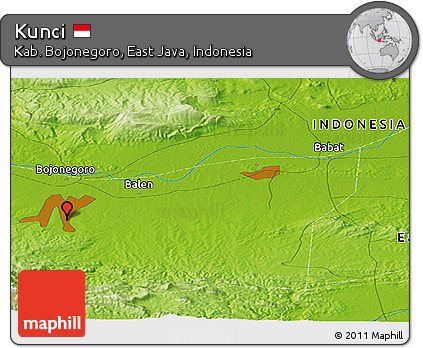 Physical Panoramic Map of Kunci