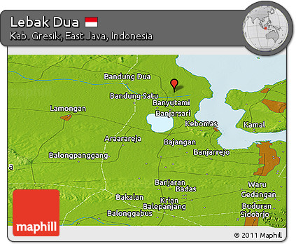 Physical Panoramic Map of Lebak Dua