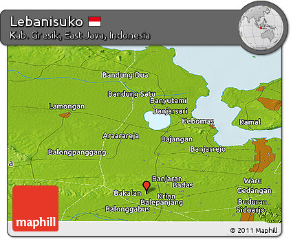 Physical Panoramic Map of Lebanisuko