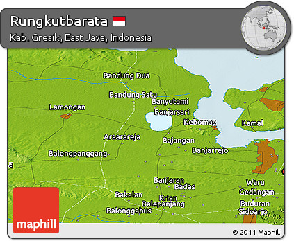 Physical Panoramic Map of Rungkutbarata