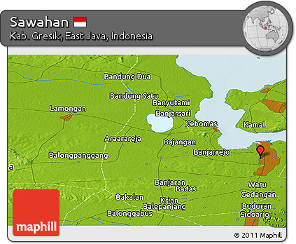 Physical Panoramic Map of Sawahan