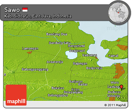 Physical Panoramic Map of Sawo