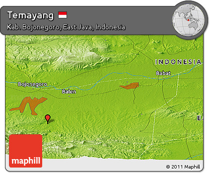 Physical Panoramic Map of Temayang