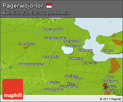 Physical Panoramic Map of Pagerwojo-lor