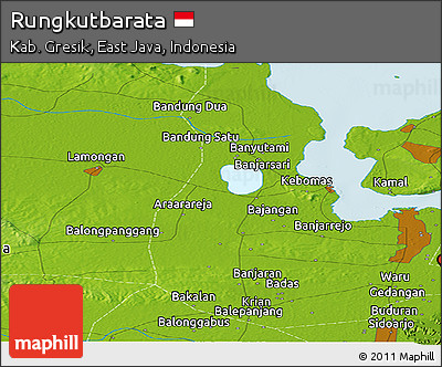 Physical Panoramic Map of Rungkutbarata