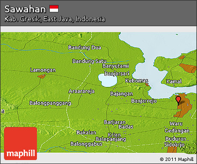 Physical Panoramic Map of Sawahan