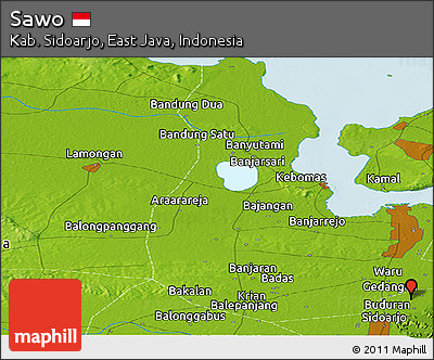 Physical Panoramic Map of Sawo