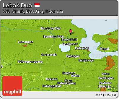 Physical Panoramic Map of Lebak Dua
