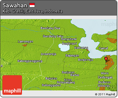 Physical Panoramic Map of Sawahan