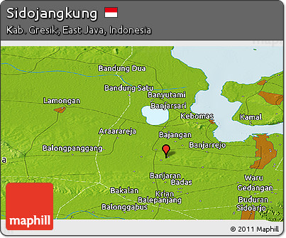 Physical Panoramic Map of Sidojangkung