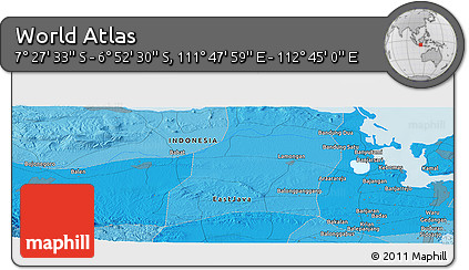 Political Panoramic Map of the Area around 7° 10' 2" S, 112° 16' 30" E