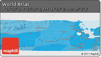 Political Panoramic Map of the Area around 7° 10' 2" S, 112° 16' 30" E