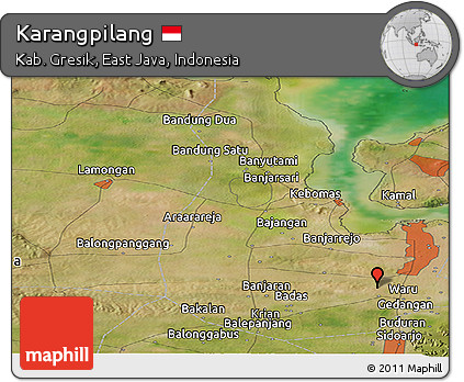 Satellite Panoramic Map of Karangpilang