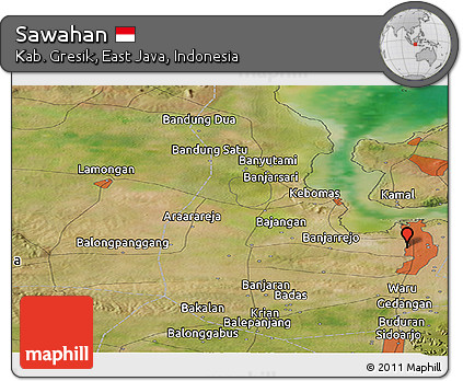 Satellite Panoramic Map of Sawahan