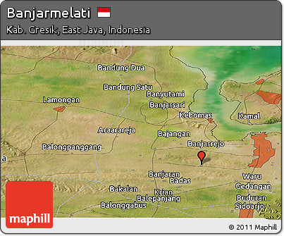 Satellite Panoramic Map of Banjarmelati