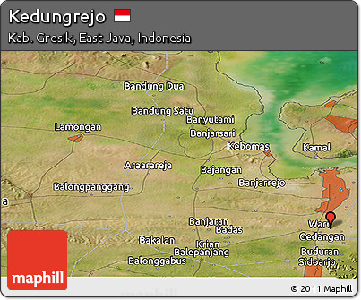 Satellite Panoramic Map of Kedungrejo
