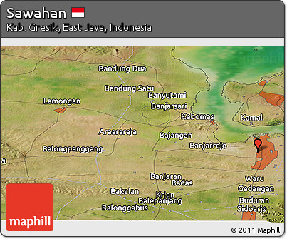 Satellite Panoramic Map of Sawahan