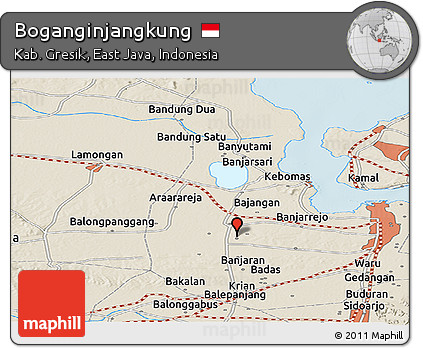 Shaded Relief Panoramic Map of Boganginjangkung
