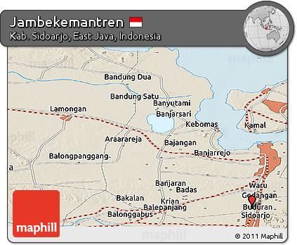 Shaded Relief Panoramic Map of Jambekemantren