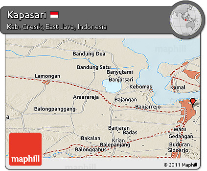 Shaded Relief Panoramic Map of Kapasari