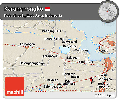 Shaded Relief Panoramic Map of Karangnongko