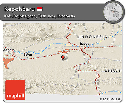 Shaded Relief Panoramic Map of Kepohbaru