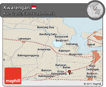 Shaded Relief Panoramic Map of Kwarengan