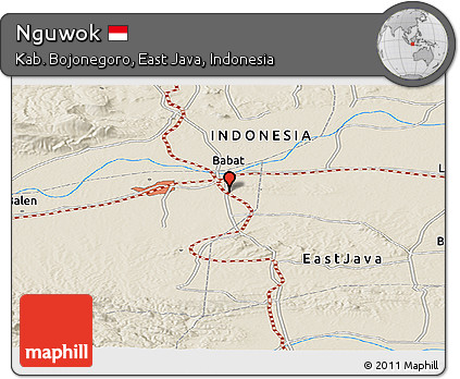 Shaded Relief Panoramic Map of Nguwok