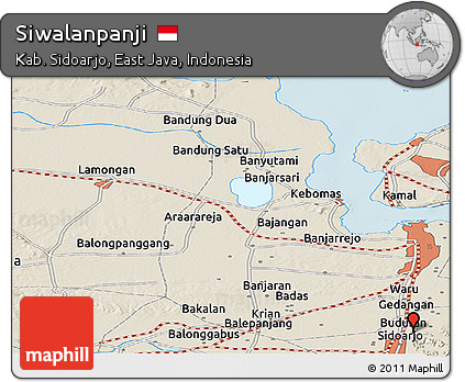 Shaded Relief Panoramic Map of Siwalanpanji
