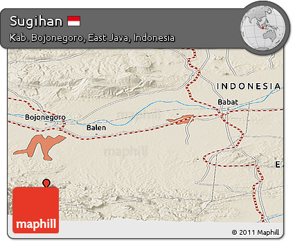 Shaded Relief Panoramic Map of Sugihan