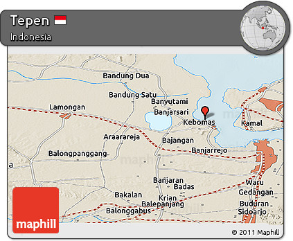 Shaded Relief Panoramic Map of Tepen