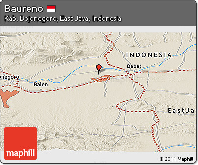 Shaded Relief Panoramic Map of Baureno