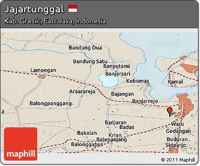 Shaded Relief Panoramic Map of Jajartunggal