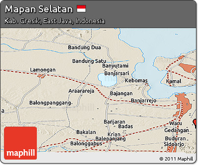 Shaded Relief Panoramic Map of Mapan Selatan