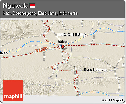 Shaded Relief Panoramic Map of Nguwok