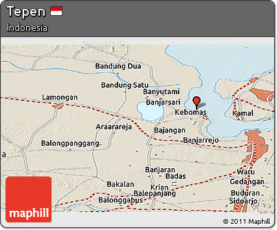 Shaded Relief Panoramic Map of Tepen