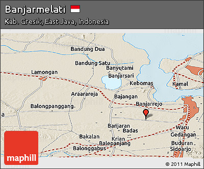 Shaded Relief Panoramic Map of Banjarmelati