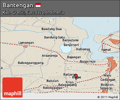 Shaded Relief Panoramic Map of Bantengan