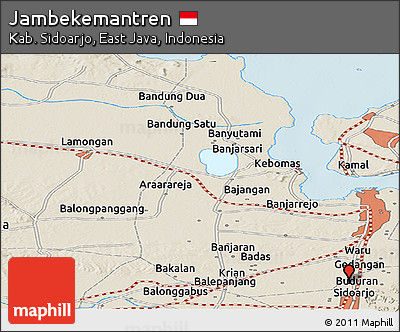 Shaded Relief Panoramic Map of Jambekemantren