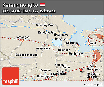 Shaded Relief Panoramic Map of Karangnongko